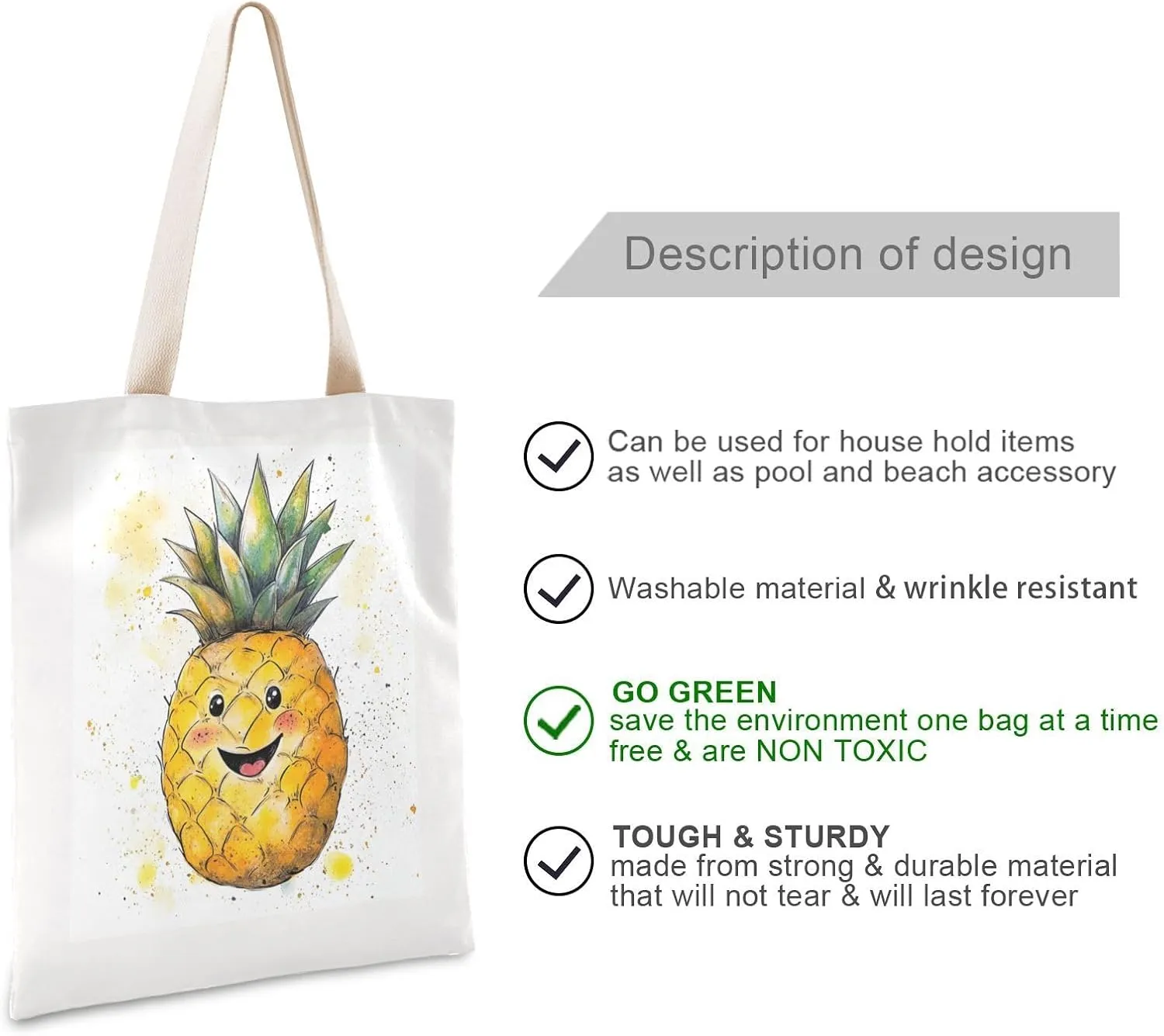 JSTEL Canvas Tote Bag for Women with Pocket,Canvas Tote Purse Shopping Bag