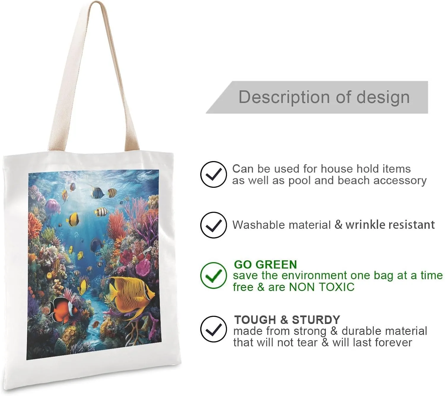 JSTEL Canvas Tote Bag for Women with Pocket,Canvas Tote Purse Shopping Bag