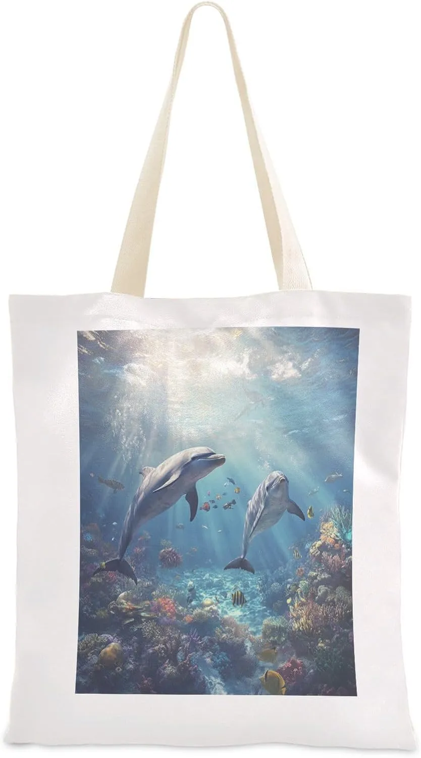 JSTEL Canvas Tote Bag for Women with Pocket,Canvas Tote Purse Shopping Bag