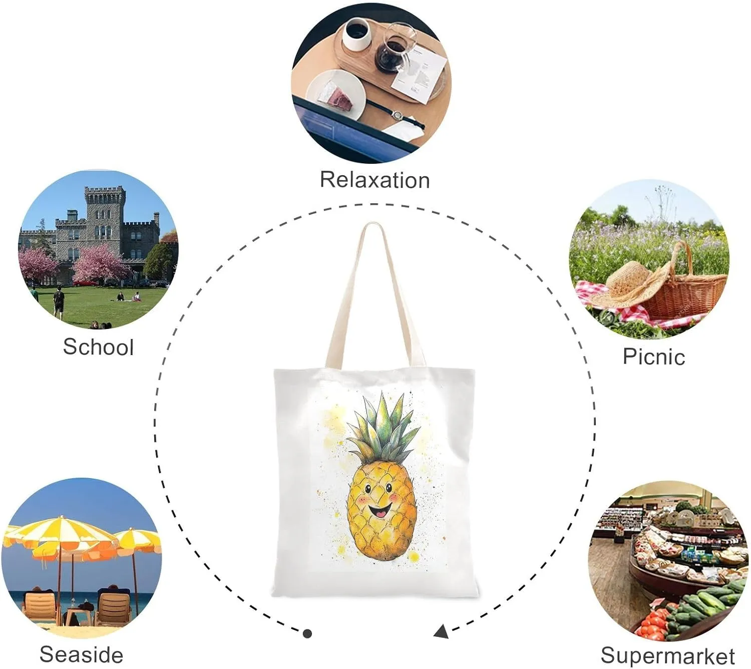 JSTEL Canvas Tote Bag for Women with Pocket,Canvas Tote Purse Shopping Bag