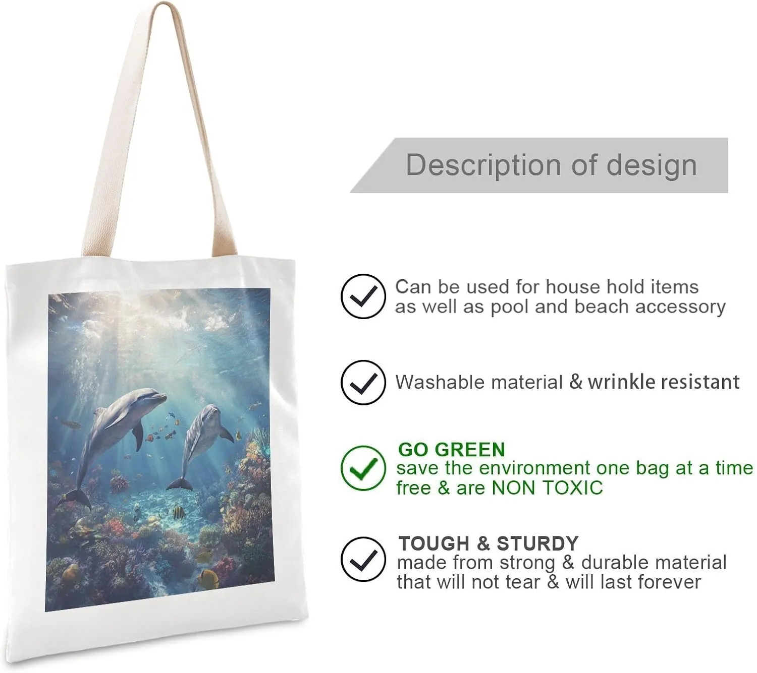 JSTEL Canvas Tote Bag for Women with Pocket,Canvas Tote Purse Shopping Bag