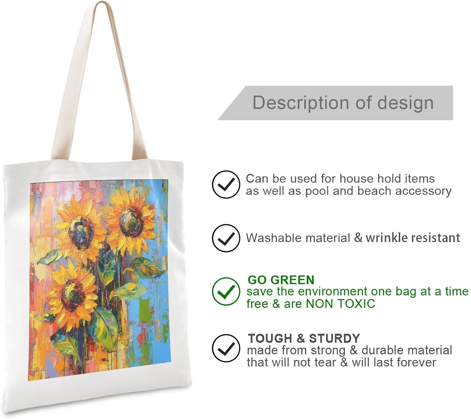 JSTEL Canvas Tote Bag for Women with Pocket,Canvas Tote Purse Shopping Bag