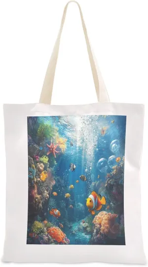 JSTEL Canvas Tote Bag for Women with Pocket,Canvas Tote Purse Shopping Bag