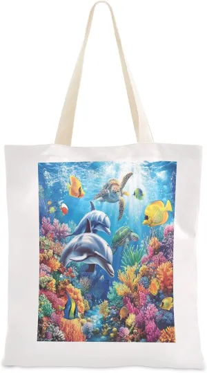 JSTEL Canvas Tote Bag for Women with Pocket,Canvas Tote Purse Shopping Bag