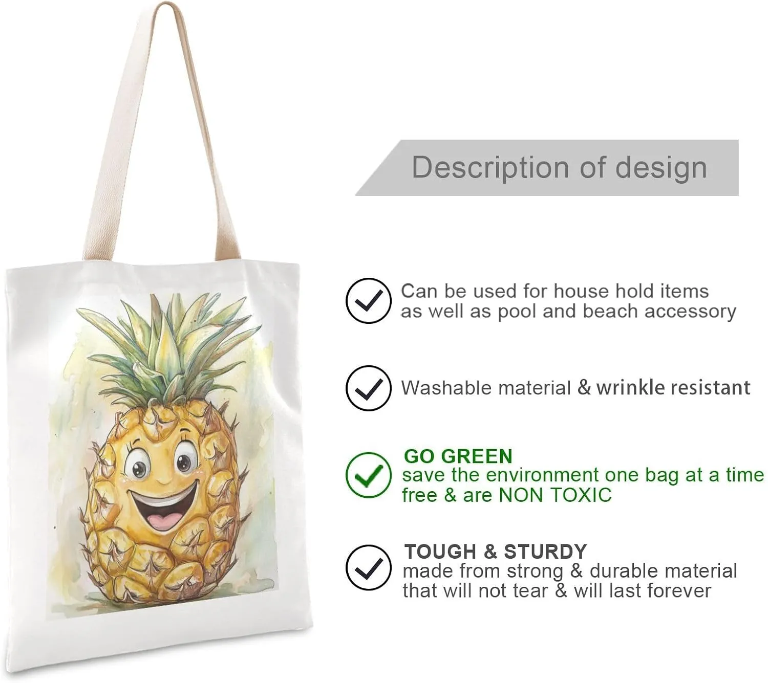 JSTEL Canvas Tote Bag for Women with Pocket,Canvas Tote Purse Shopping Bag