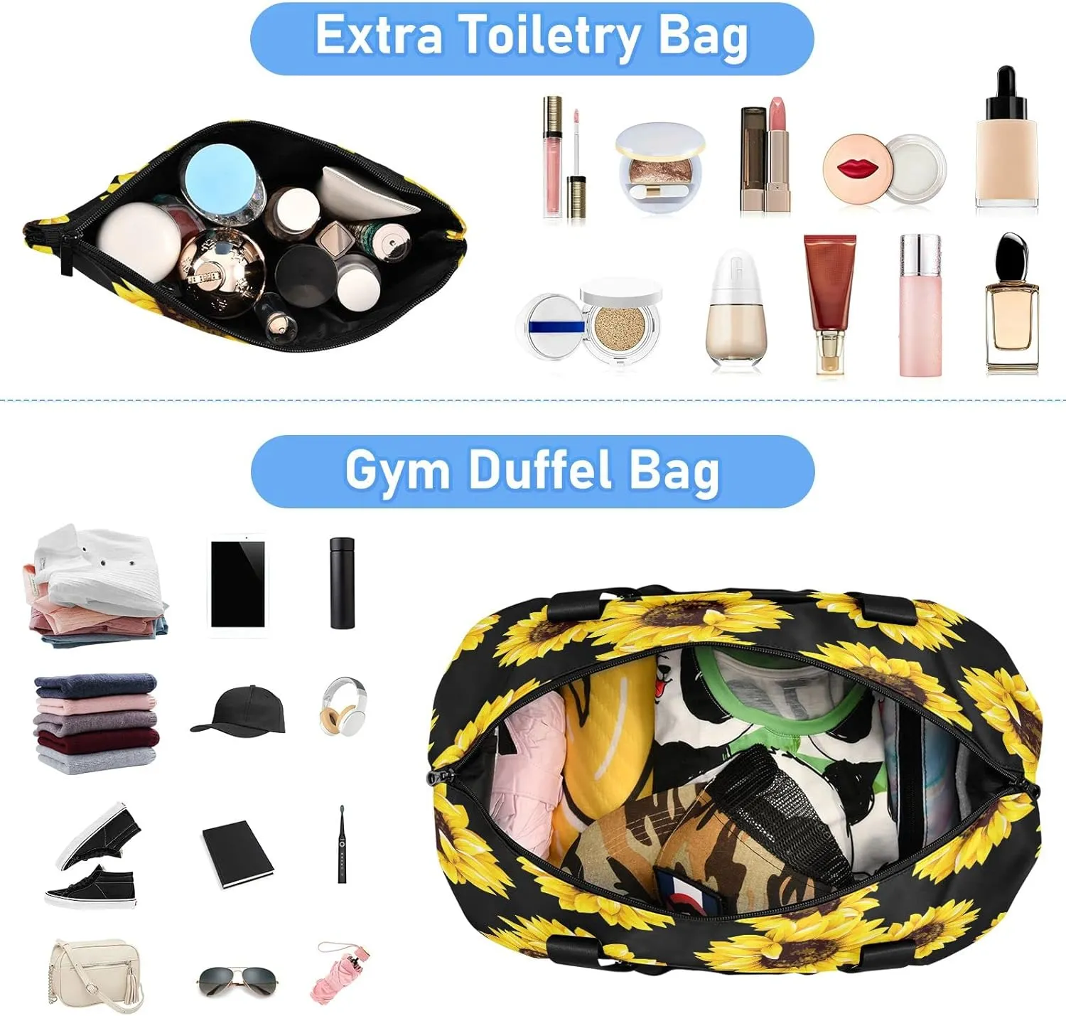 JSTEL Sport Tote Bag for Women,Gym Bag Pattern Duffle Bag with Shoe Compartment and Wet Pocket,Ladies Beach Bag Overnight Bag