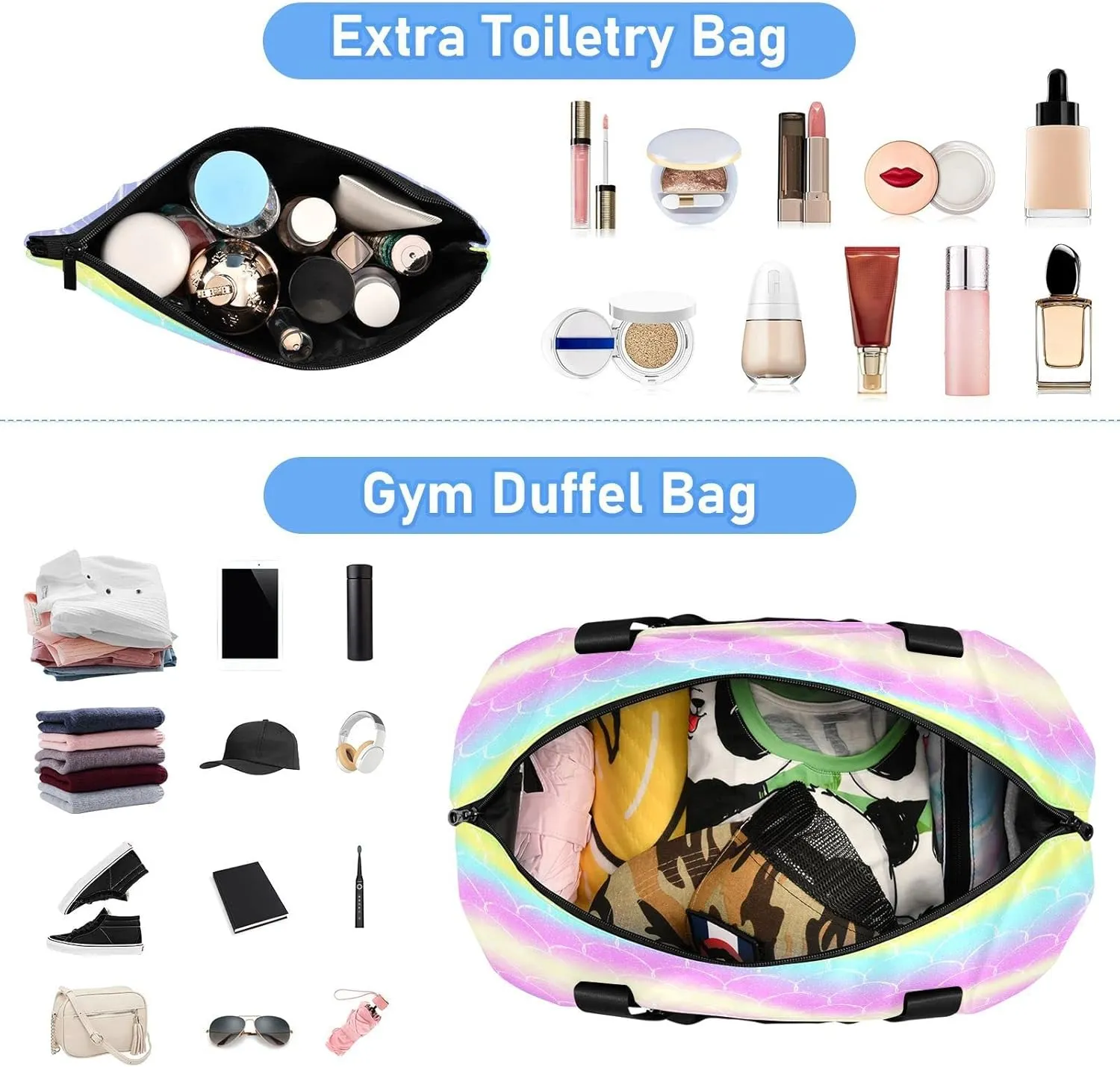 JSTEL Sport Tote Bag for Women,Gym Bag Pattern Duffle Bag with Shoe Compartment and Wet Pocket,Ladies Beach Bag Overnight Bag