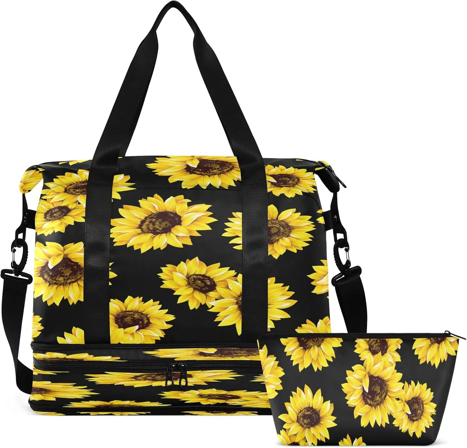 JSTEL Sport Tote Bag for Women,Gym Bag Pattern Duffle Bag with Shoe Compartment and Wet Pocket,Ladies Beach Bag Overnight Bag