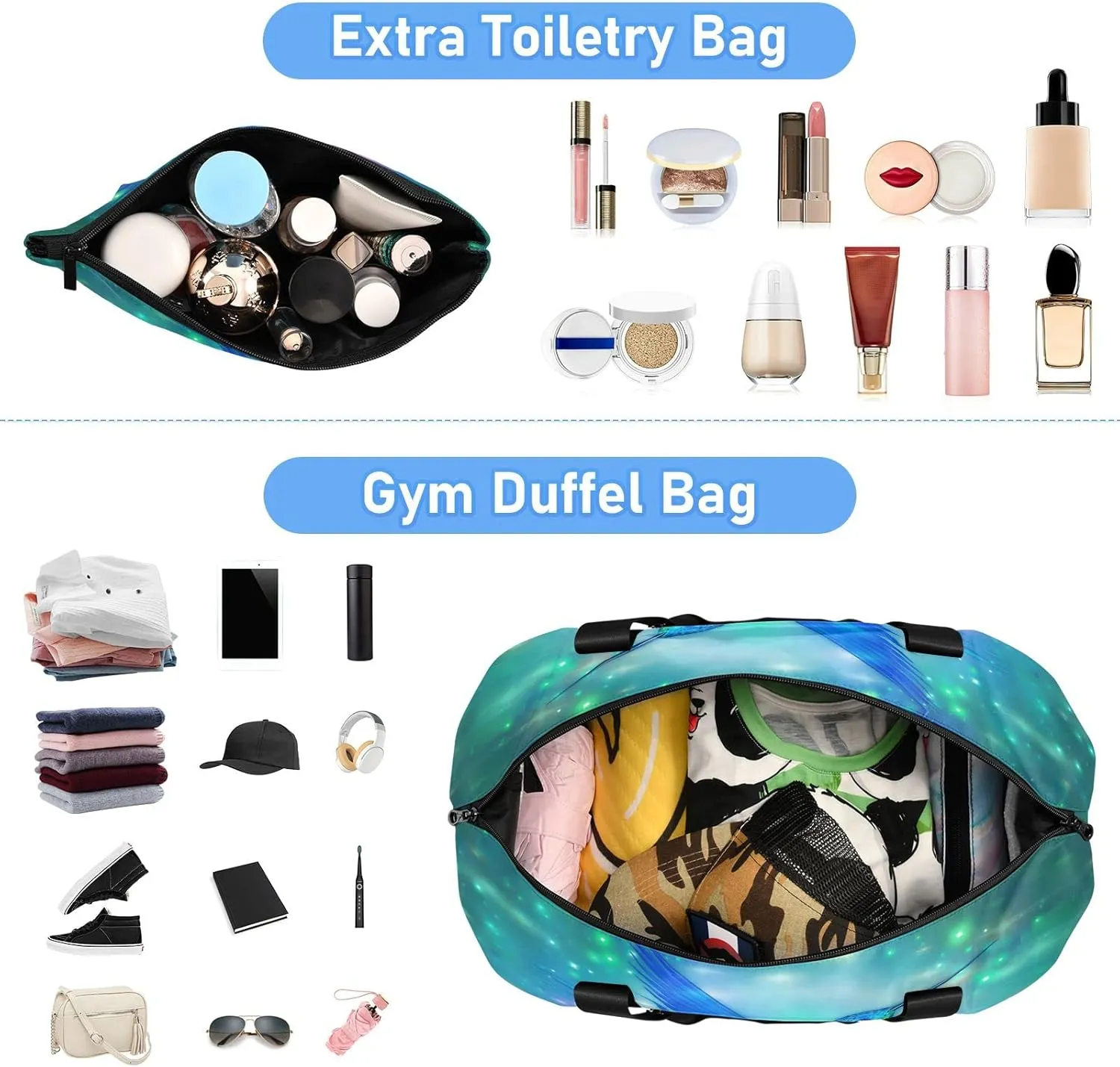 JSTEL Sport Tote Bag for Women,Gym Bag Pattern Duffle Bag with Shoe Compartment and Wet Pocket,Ladies Beach Bag Overnight Bag