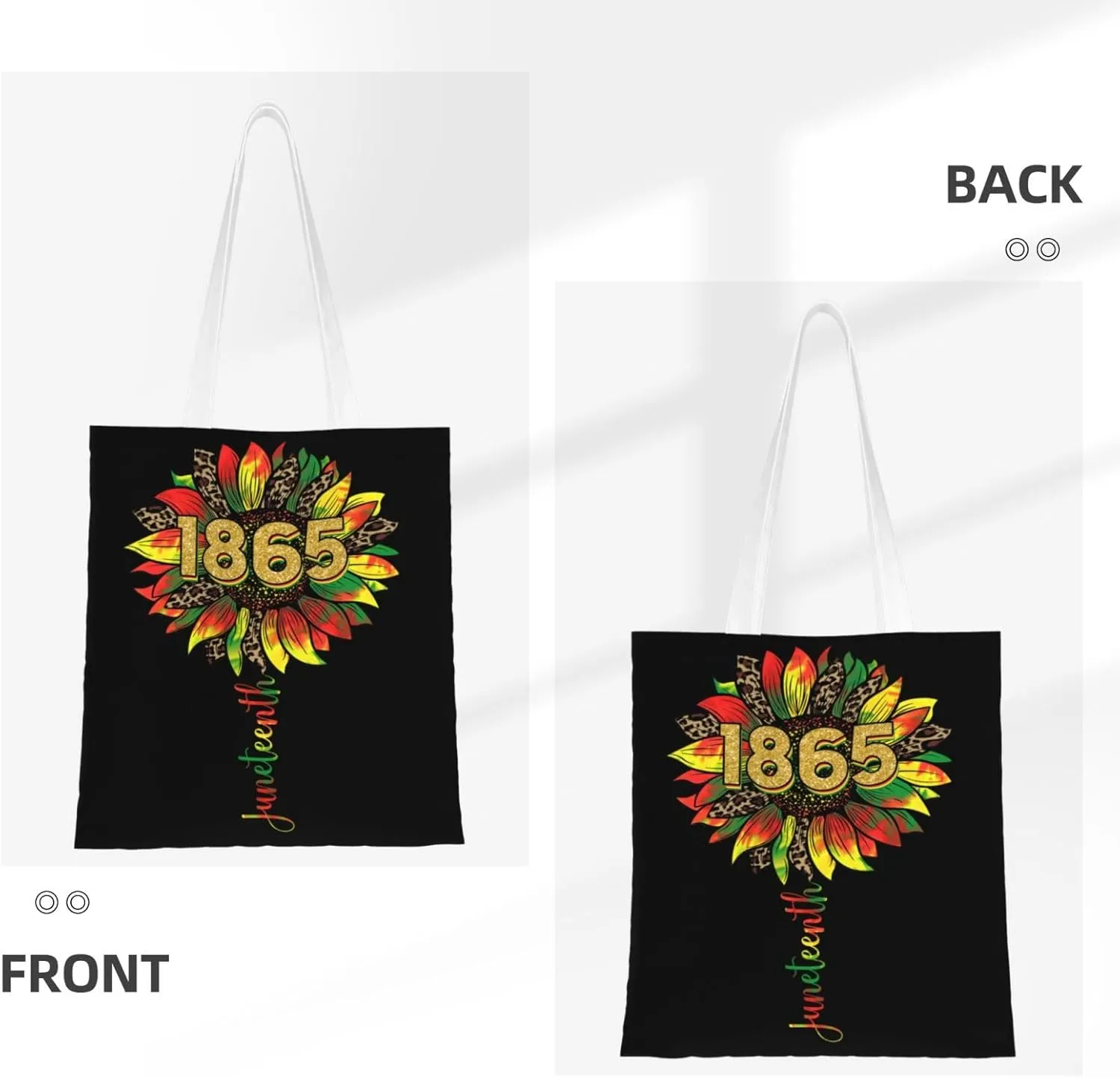 Juneteenth Black Month Lip Kiss Sunflower Tote Bag Reusable Shoulder Tote Bag For Women Lady Vacation, Shopping, Work