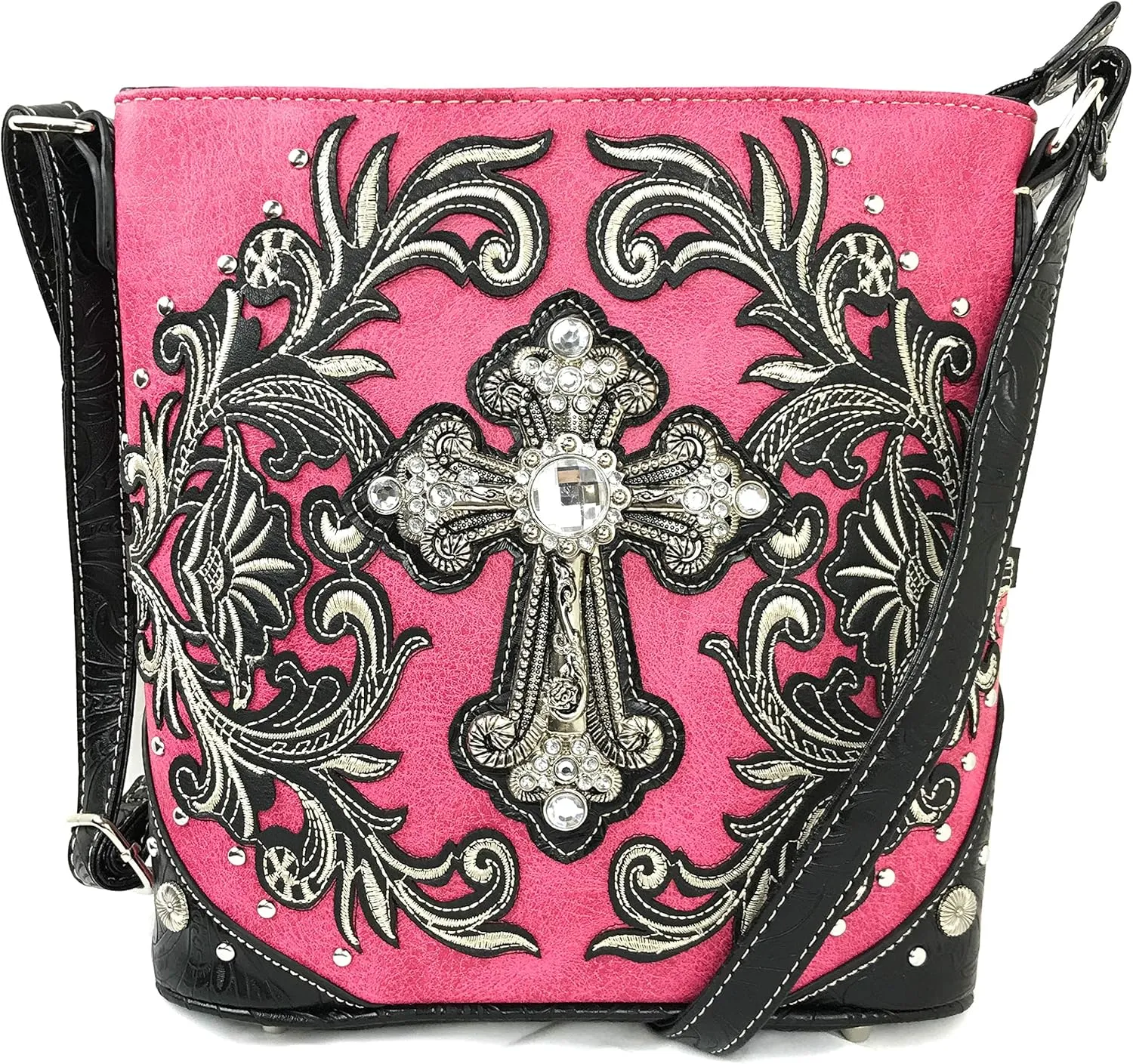 Justin West Concealed Carry Vineyard Western Embroidered Tooled Cross Handbag