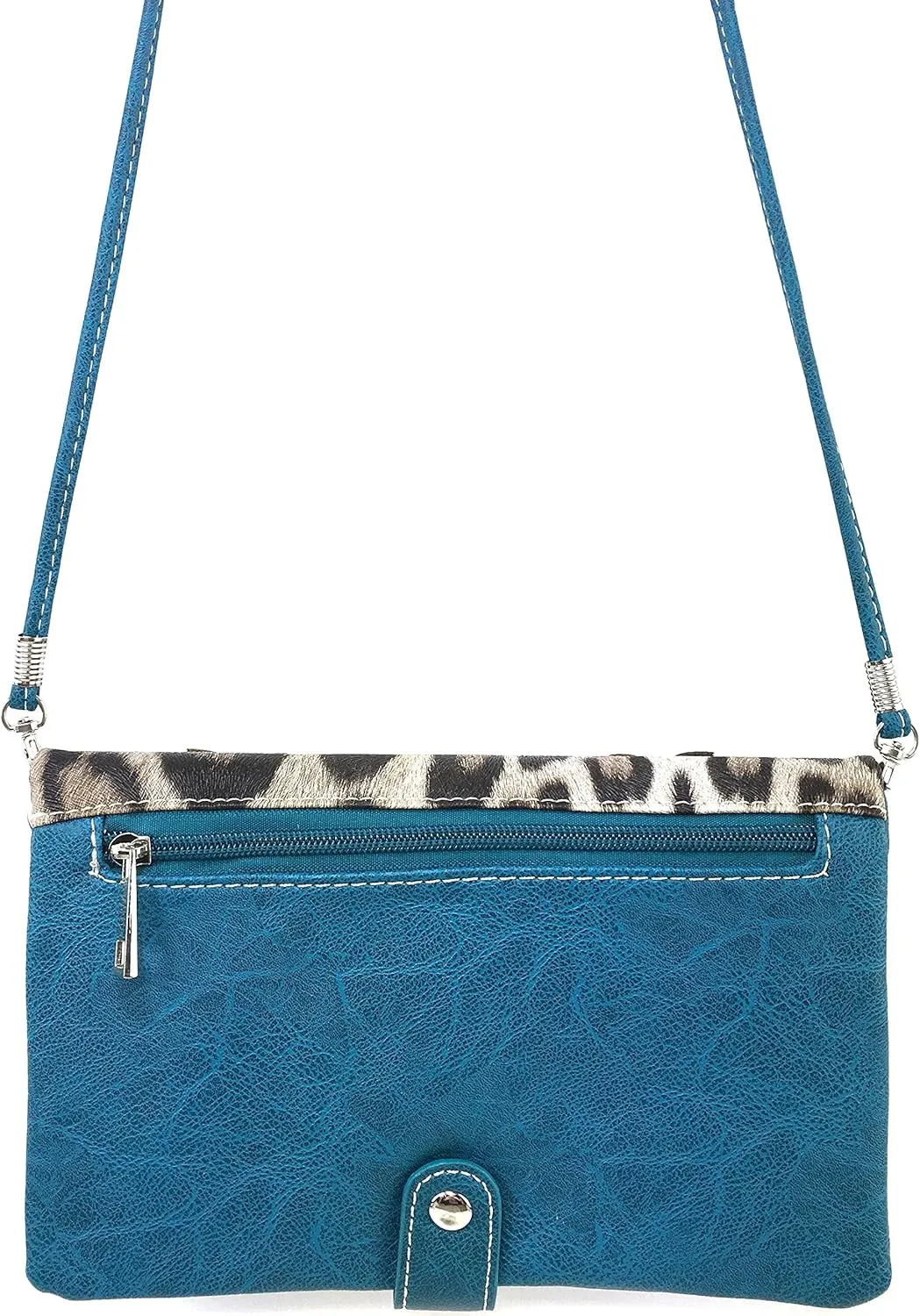 Justin West Double Pistol Gun Leopard Cross Body Messenger Purse Wristlet Clutch Handbag