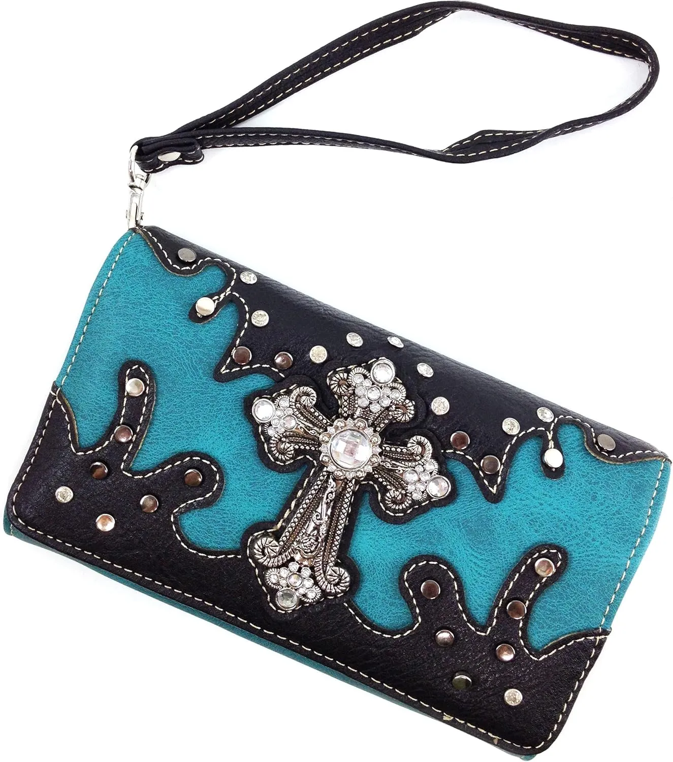 Justin West Embroidery Floral 2 Corinthians 12:9 Bible Verse Rhinestone Tote Shoulder Concealed Carry Handbag Messenger Purse