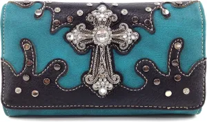 Justin West Embroidery Floral 2 Corinthians 12:9 Bible Verse Rhinestone Tote Shoulder Concealed Carry Handbag Messenger Purse