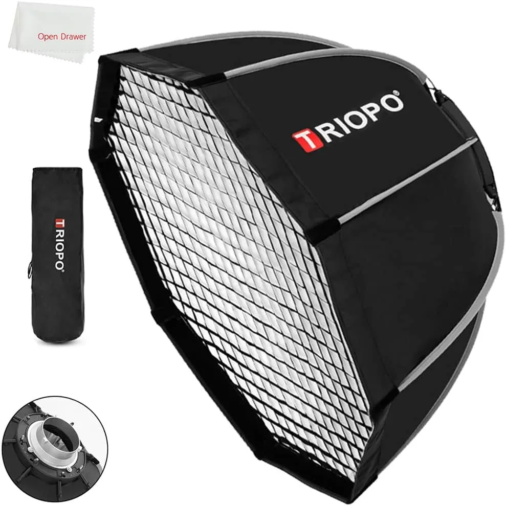 K90 35in Bowens Mount Octagon Umbrella Softbox With Honeycomb Grid for Studio Strobe Outdoor Photography (K90 With Grid)