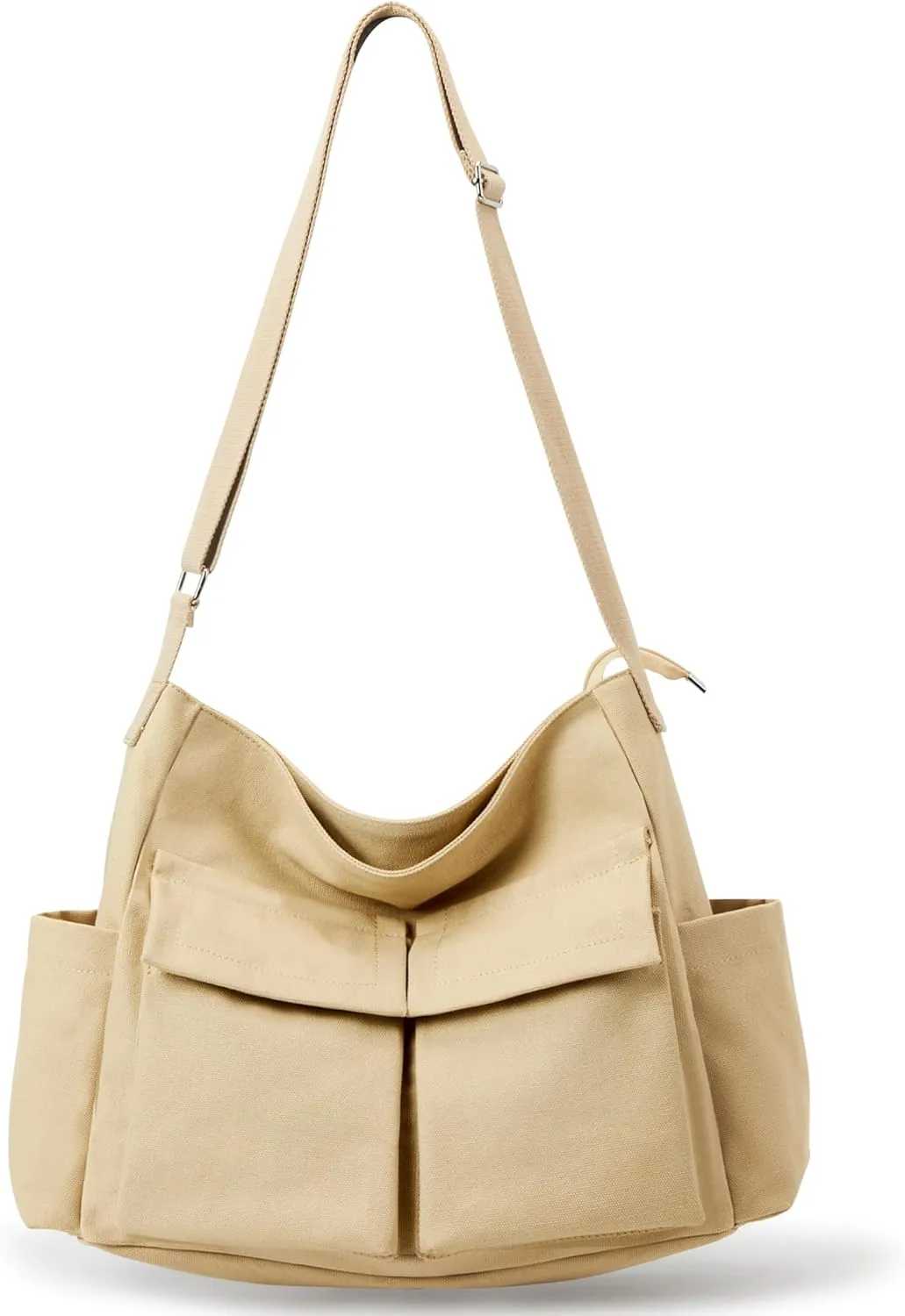 KALIDI Canvas Tote Bag Messenger Bag, Large Crossbody Bag for Women or Men, Casual Canvas Shoulder Bag for College Work Daily