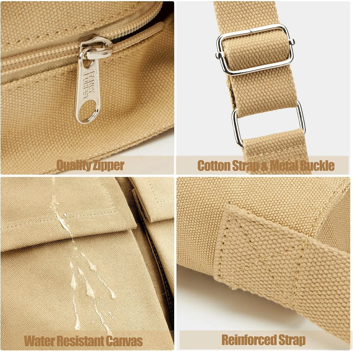 KALIDI Canvas Tote Bag Messenger Bag, Large Crossbody Bag for Women or Men, Casual Canvas Shoulder Bag for College Work Daily