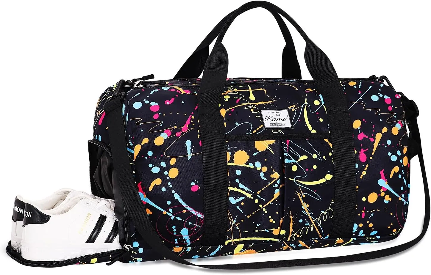 KAMO Travel Duffle Bag, Weekender Bags for Women with Shoe Compartment, Gym Bag for Women with Wet Pocket Workout Dance Tote Bag Personal Item Travel Bag with Trolley Sleeve