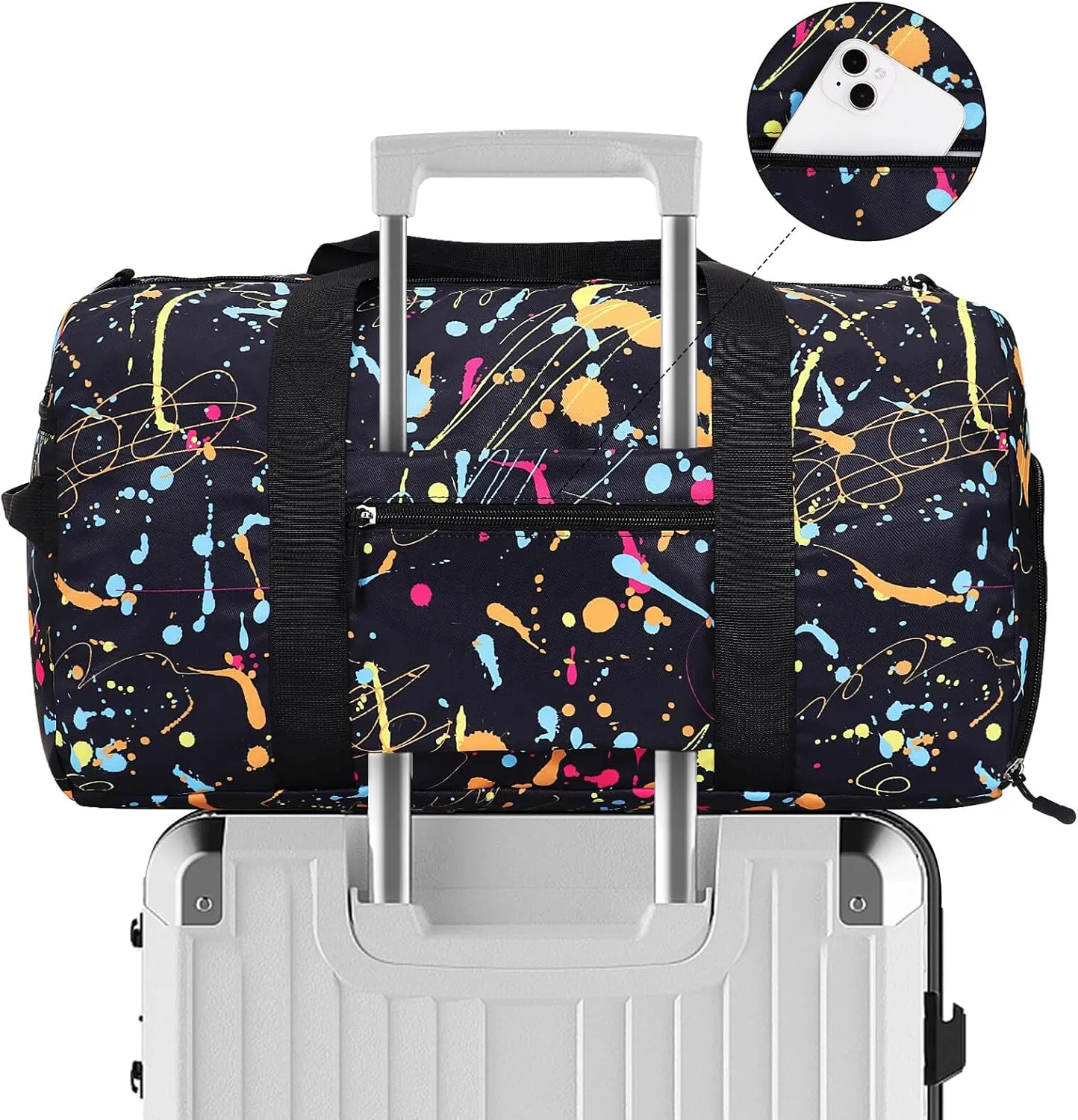 KAMO Travel Duffle Bag, Weekender Bags for Women with Shoe Compartment, Gym Bag for Women with Wet Pocket Workout Dance Tote Bag Personal Item Travel Bag with Trolley Sleeve