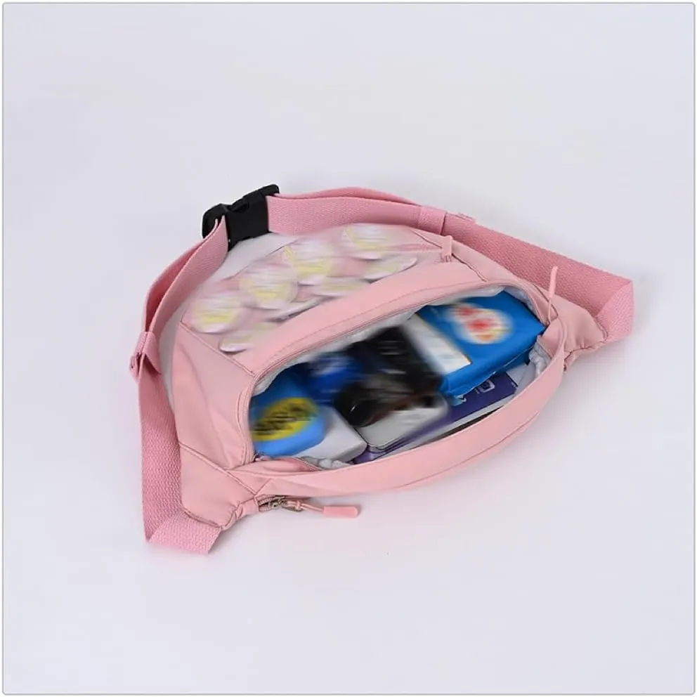 Kawaii Fanny pack ITA Bag Pins Display Aesthetic Backpack Y2K Cute Small cosmetic bag Window Purse with Accessories (red)