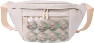 Kawaii Fanny pack ITA Bag Pins Display Aesthetic Backpack Y2K Cute Small cosmetic bag Window Purse with Accessories (white)