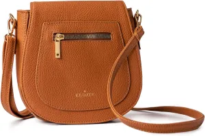 KEDZIE Camden Classic Mini Messenger in Vegan Leather Crossbody Bag Cell Phone Purse for Women