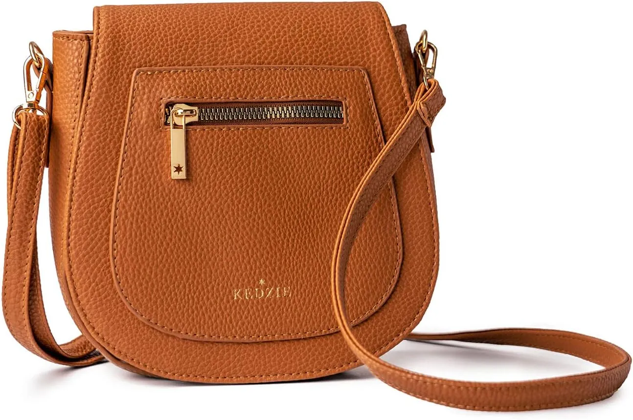KEDZIE Camden Classic Mini Messenger in Vegan Leather Crossbody Bag Cell Phone Purse for Women