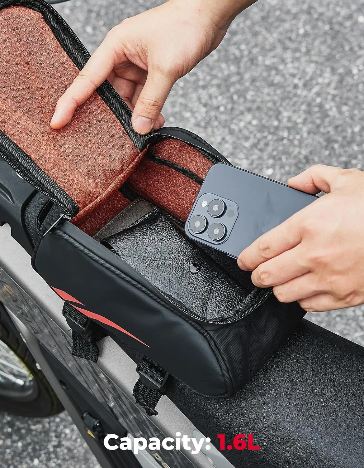 KEMIMOTO Motorcycle Front Frame Bag Waterproof Rack Bag Compatible with Surron,Super73,Talaria Electric Dirt Bike,Motocross,Dual Sport,Red 1.6L