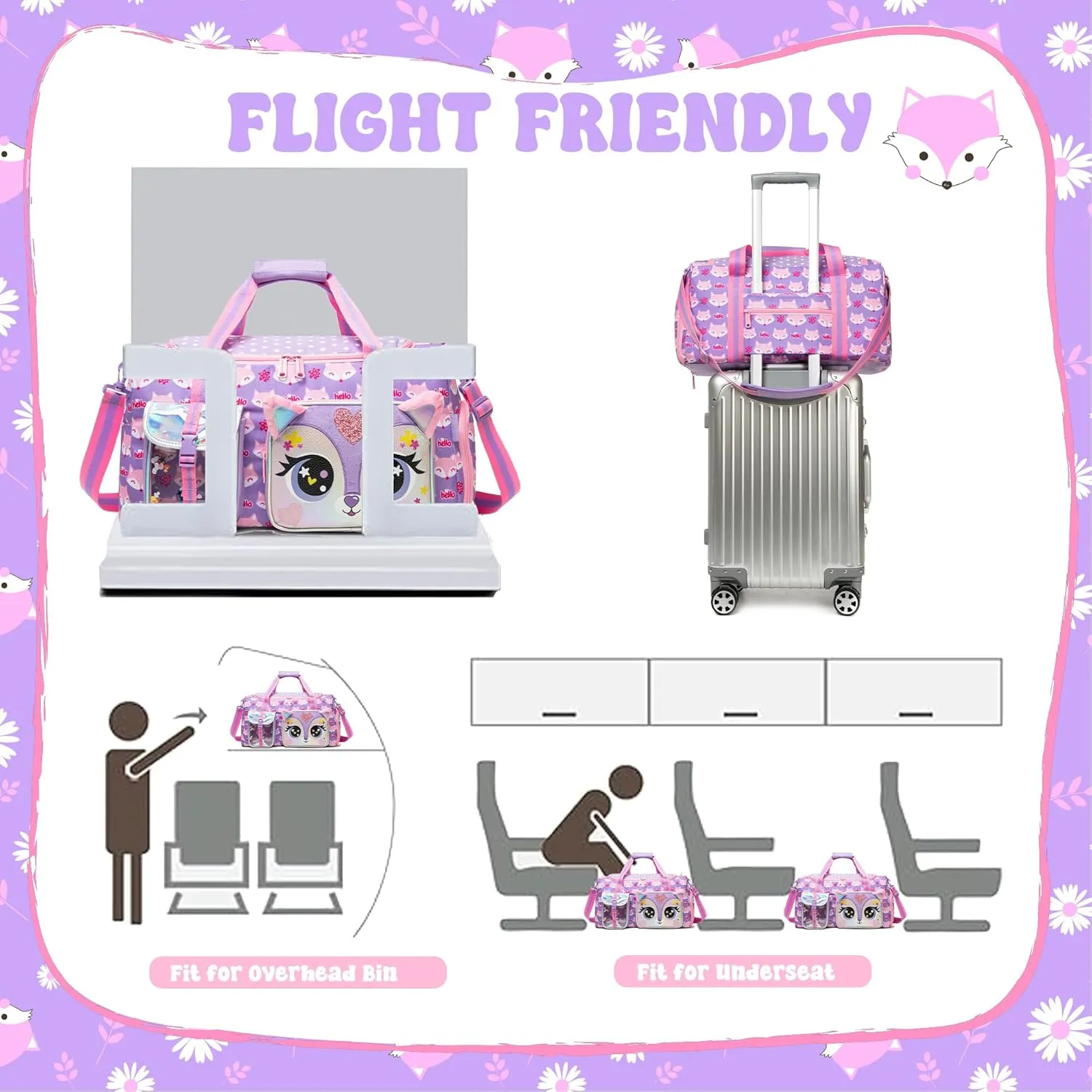 Kids Duffle Bag Girls Travel Bag for Kids Overnight Bag for Girls Dance Bag for Girls Weekender Bag Gym Bag with Shoe Compartment
