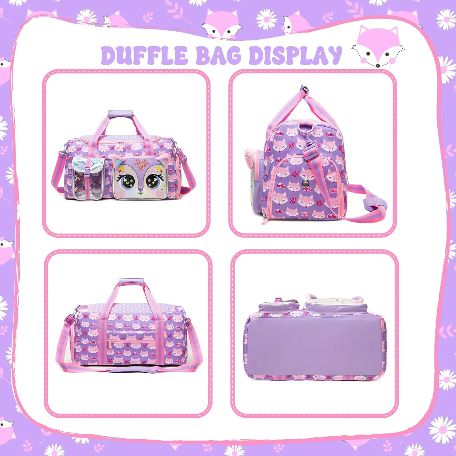 Kids Duffle Bag Girls Travel Bag for Kids Overnight Bag for Girls Dance Bag for Girls Weekender Bag Gym Bag with Shoe Compartment