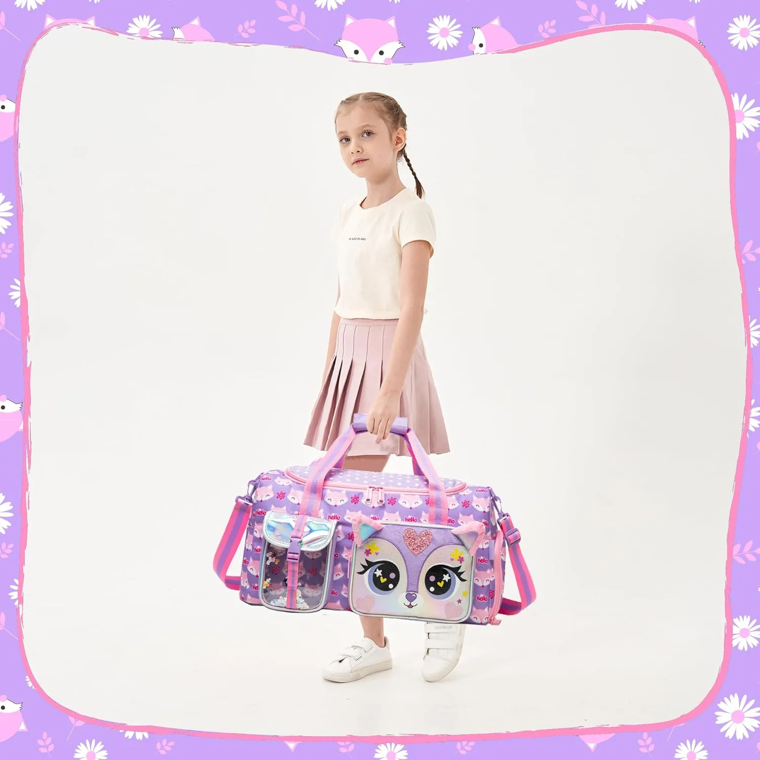 Kids Duffle Bag Girls Travel Bag for Kids Overnight Bag for Girls Dance Bag for Girls Weekender Bag Gym Bag with Shoe Compartment
