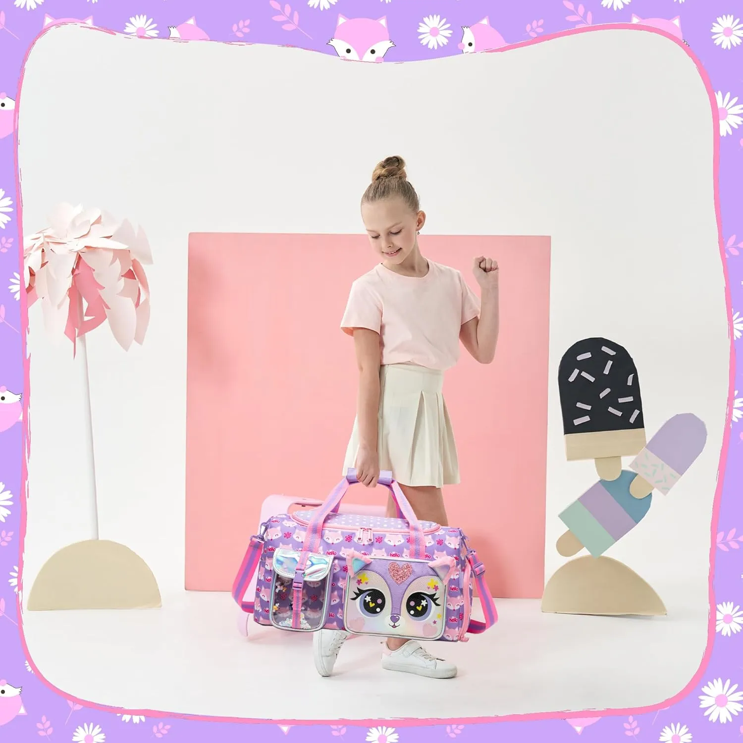 Kids Duffle Bag Girls Travel Bag for Kids Overnight Bag for Girls Dance Bag for Girls Weekender Bag Gym Bag with Shoe Compartment