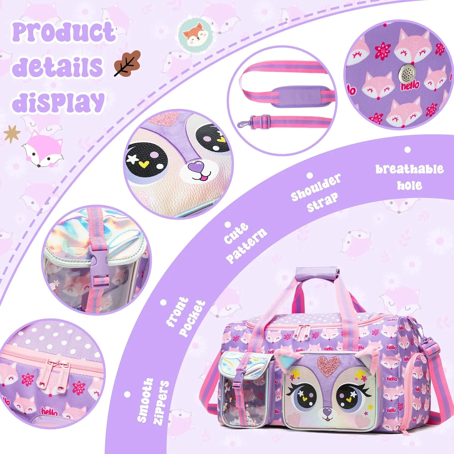 Kids Duffle Sleepover Travel Bag for Girls,Gym Sports Duffel Bag,Dance Bag for Girls With Shoe Compartment