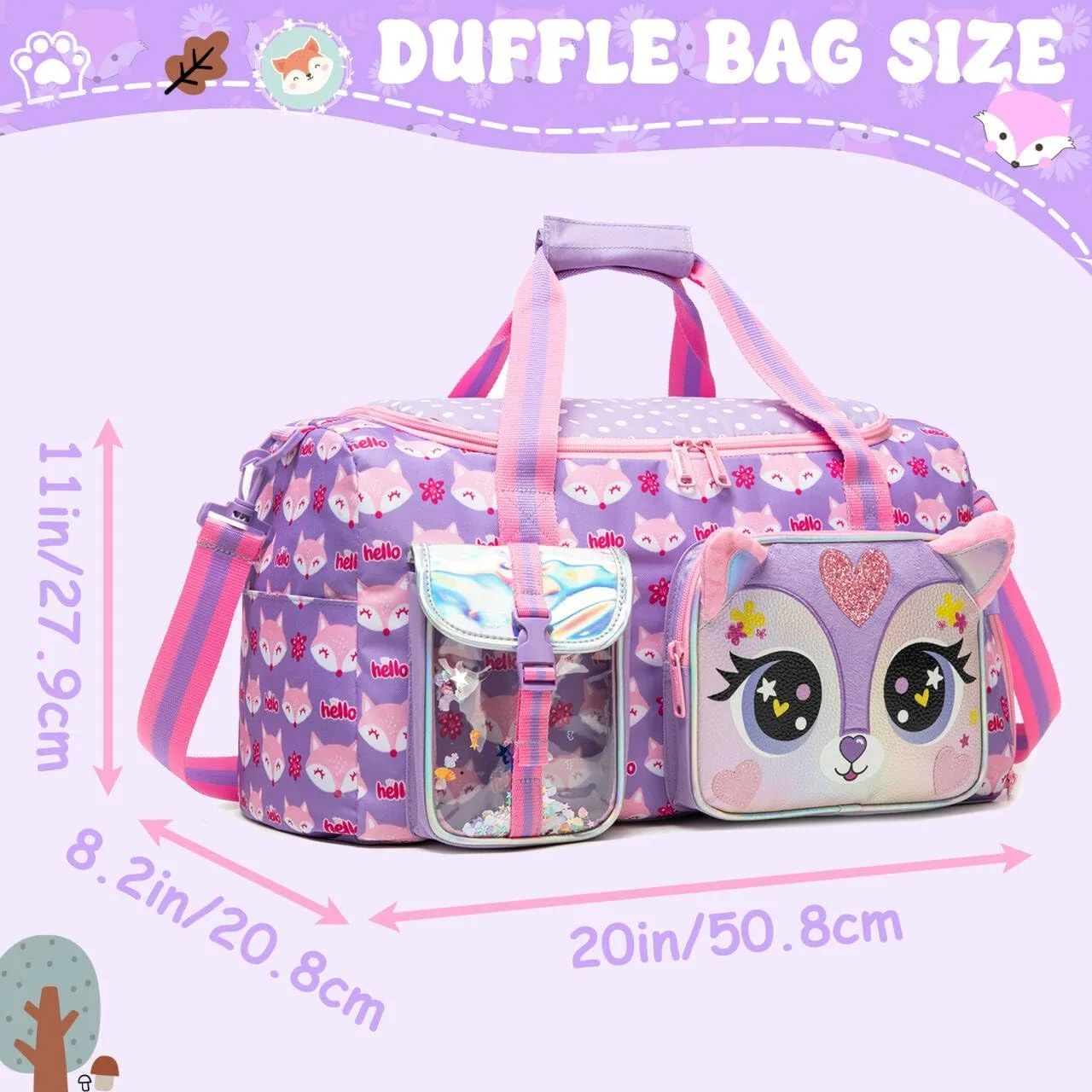 Kids Duffle Sleepover Travel Bag for Girls,Gym Sports Duffel Bag,Dance Bag for Girls With Shoe Compartment