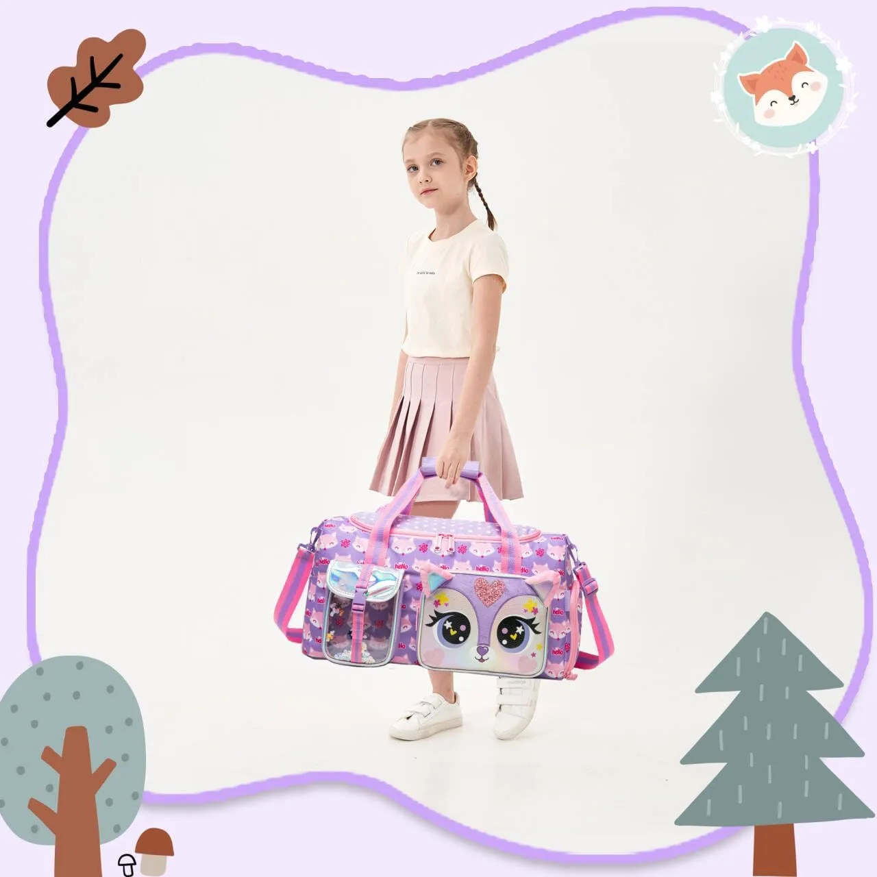 Kids Duffle Sleepover Travel Bag for Girls,Gym Sports Duffel Bag,Dance Bag for Girls With Shoe Compartment