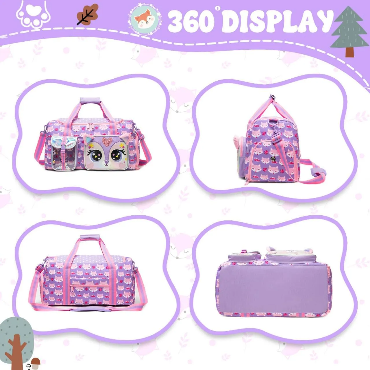 Kids Duffle Sleepover Travel Bag for Girls,Gym Sports Duffel Bag,Dance Bag for Girls With Shoe Compartment