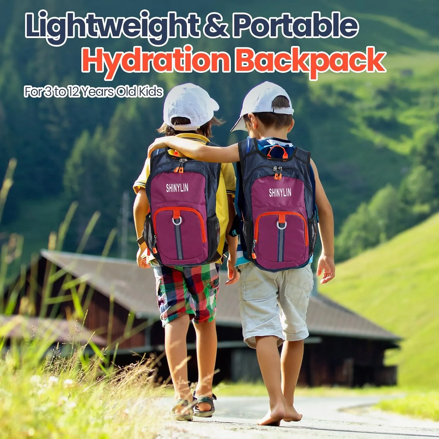 Kids Hydration Backpack with 1.5L Water Bladder Hiking Backpack Lightweight for Boys or Girls Children Biking Climbing Running Cycling