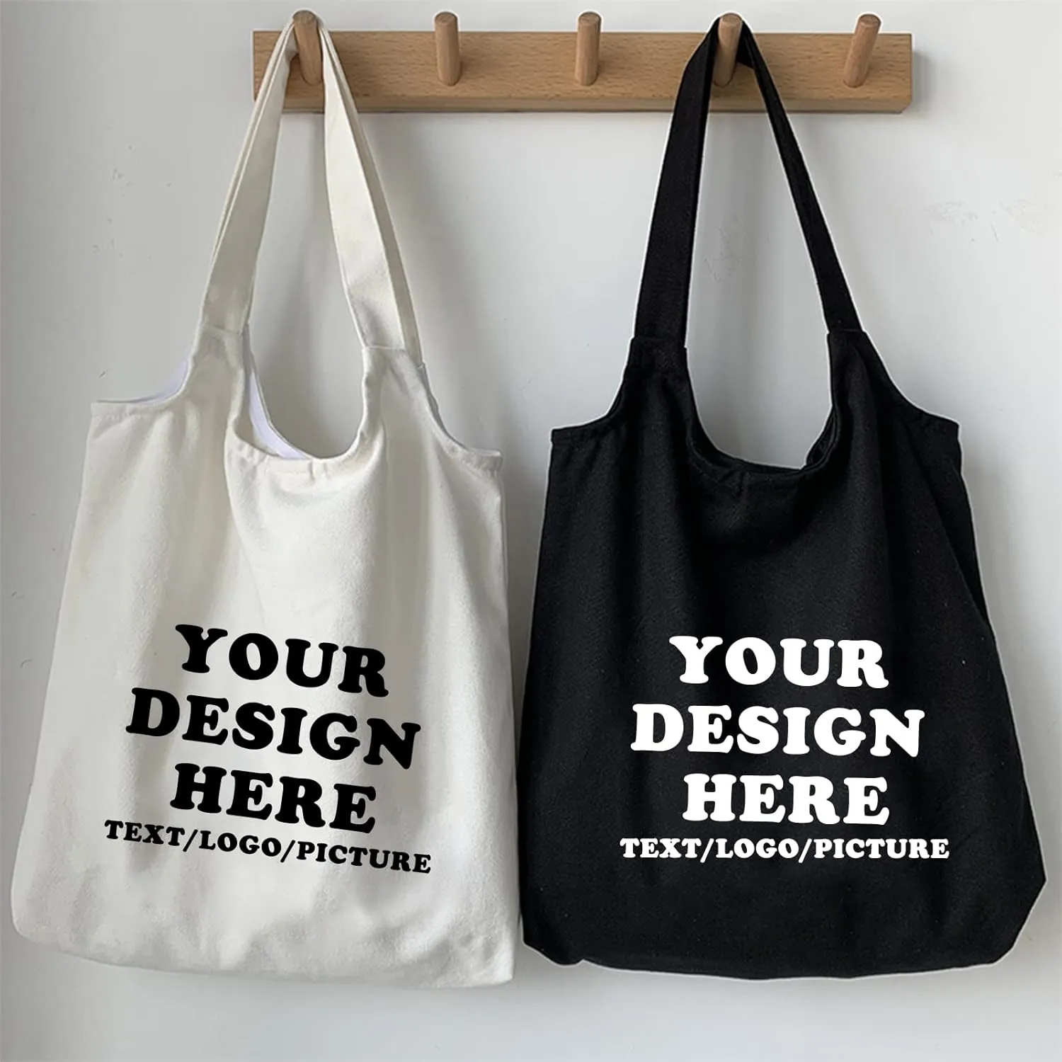KIEKIECOO Canvas Tote Bag Black Aesthetic Personalized Custom Reusable Grocery Bags Floral Line Art Shopping Shoulder Bag
