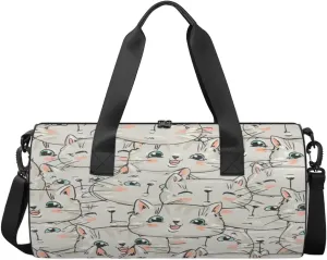 Kitten Cute Sketch Sports Duffel Bag, Gym Tote Bag Waterproof Weekender Travel Bag for Overnight Travel Luggage Workout Women Men