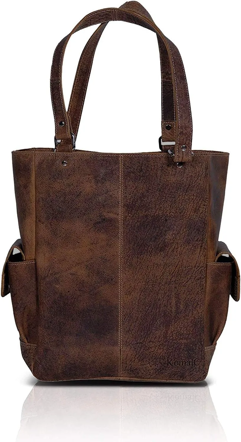 KomalC Leather Tote Bag for Women Purse Satchel Travel Bag shopping Carry Messenger Multipurpose Handbag