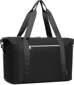 Kono Travel Duffel Bag, Gym Bag for Women with Wet Pocket, Travel Weekender Overnight Carry on Bag with Detachable Shoulder Strap Black