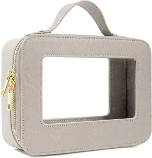 KOTORA Clear Makeup Bag Organizer, Portable Travel Toiletry Bag TSA Approved Toiletry Bag with Handle Large Opening Fit Carry-on Travel Essential Car Accessories for Women Girls (Grey)