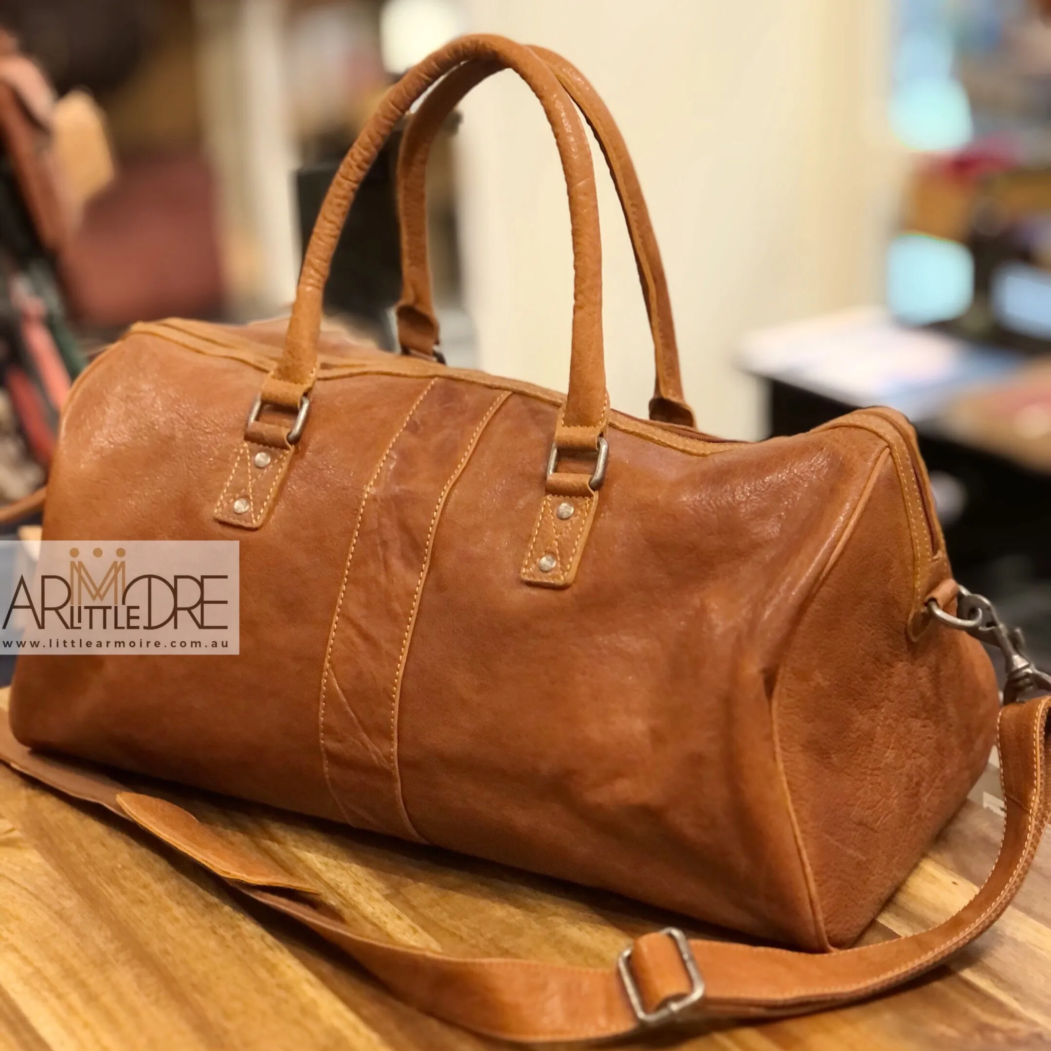 LA2031 Leather Overnight Luggage Bag