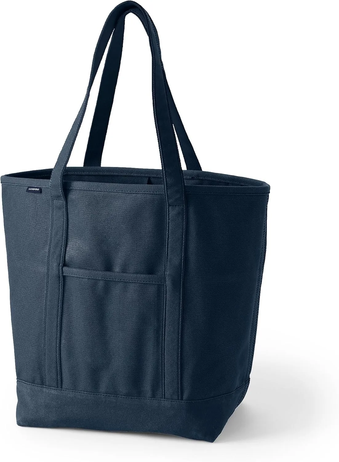 Lands' End Open Top Long Handle Canvas Tote Bag