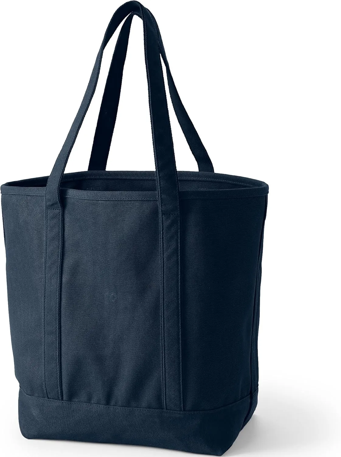 Lands' End Open Top Long Handle Canvas Tote Bag