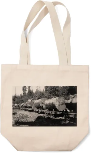 Lantern Press California, Among The Redwoods Lumber Train (100% Cotton Canvas Reusable Tote Bag)