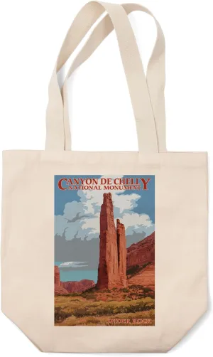 Lantern Press Canyon de Chelly National Monument, Arizona, Spider Rock (100% Cotton Canvas Reusable Tote Bag)