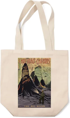 Lantern Press Carlsbad Caverns National Park, New Mexico, The Big Room (100% Cotton Canvas Reusable Tote Bag)