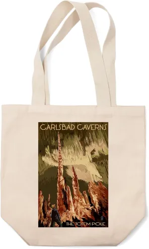 Lantern Press Carlsbad Caverns National Park, New Mexico, The Totem Pole (100% Cotton Canvas Reusable Tote Bag)
