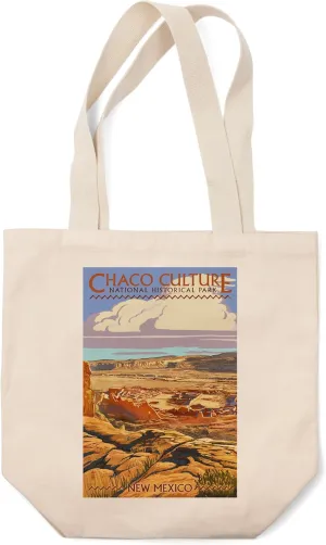 Lantern Press Chaco Culture National Historical Park, New Mexico, Pueblo Ruins (100% Cotton Canvas Reusable Tote Bag)